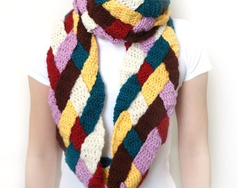 Thick Braided Infinity Scarf - PDF Crochet Pattern - Instant Download