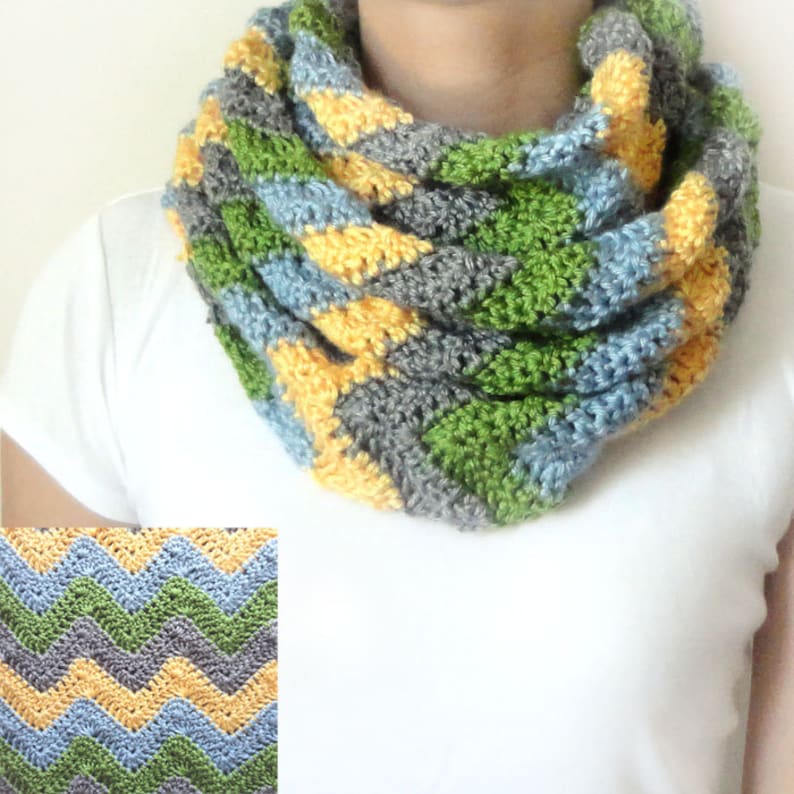 Chevron Infinity Scarf - PDF Crochet Pattern - Instant Download - Etsy
