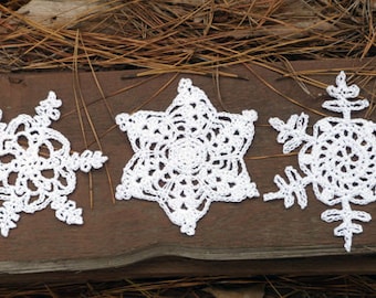 Set of 3 Snowflakes - PDF Crochet Pattern - Instant Download