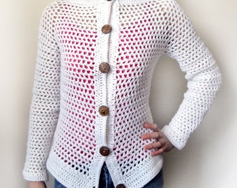 Mesh Cardigan Sweater - 9 Sizes - PDF Crochet Pattern