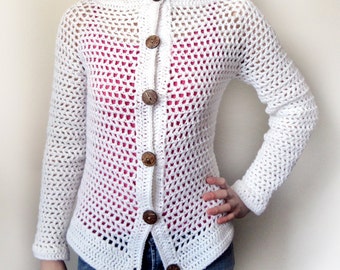 Mesh Cardigan Sweater - 9 Sizes - PDF Crochet Pattern