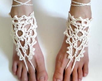 Lacy Triangle Barefoot Sandals - PDF Crochet Pattern - Instant Download