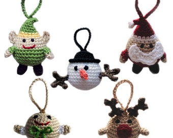 Christmas Character Ball Ornaments - PDF Crochet Pattern - Instant Download