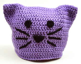 Kitty Cat Hat - 5 Sizes - PDF Crochet Pattern - Instant Download