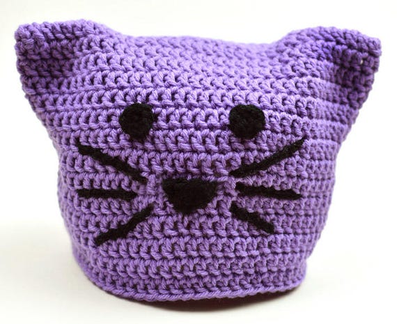 Kitty Cat Hat - 5 Sizes - PDF Crochet Pattern - Instant Download