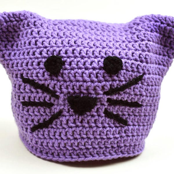 Kitty Cat Hat - 5 Sizes - PDF Crochet Pattern - Instant Download