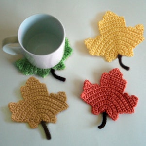 Maple Leaf Coasters - PDF Crochet Pattern - Instant Download