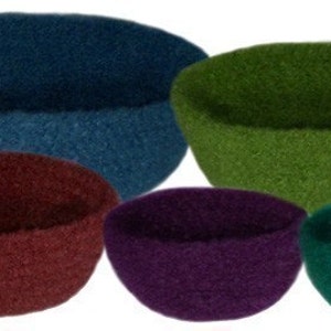 Felted Bowl Set (5 Sizes) - PDF Crochet Pattern - Instant Download