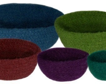 Felted Bowl Set (5 Sizes) - PDF Crochet Pattern - Instant Download