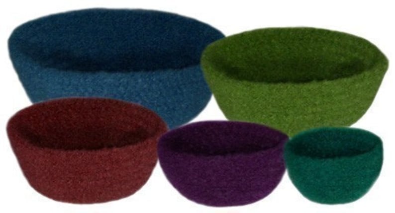 Felted Bowl Set 5 Sizes PDF Crochet Pattern Instant Download image 1