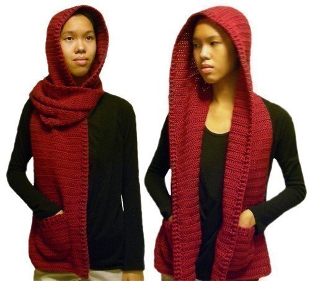 Free Crochet Pattern for Hooded Scarf with Pockets - Crochet Dreamz