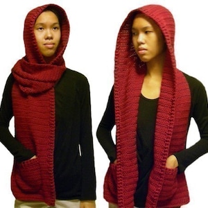 Hooded Scarf  (3 sizes) - PDF Crochet Pattern - Instant Download