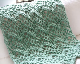 Chunky Lacy Chevron Afghan - PDF Crochet Pattern - Instant Download