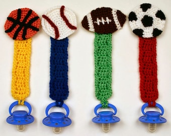 Sporty Pacifier Holders - PDF Crochet Pattern - Instant Download