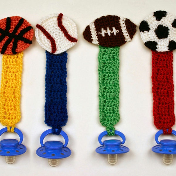 Sporty Pacifier Holders - PDF Crochet Pattern - Instant Download