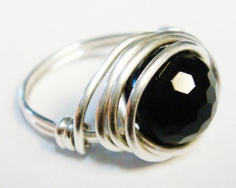 Black Onyx Ring, Mens Ring, Black Onyx Gemstone, Black Ring, Silver Jewelry, Sterling Silver Ring, Black Onyx Jewelry