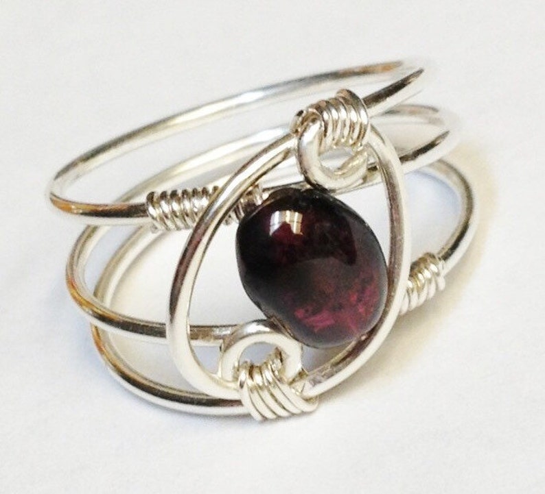 Garnet Ring, Garnet Jewelry, January Birthstone, Sterling Rings for Women, Silver Ring, Sterling Silver Ring, Valentines Gift image 1