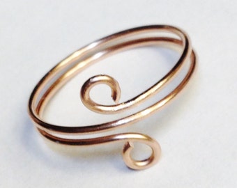 Rose Gold Ring, Toe Ring, Rose Gold Wire Wrapped Ring, 14K Gold Filled Spiral Ring, Rose Gold Jewelry