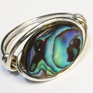 Anello Abalone, Gioielli Abalone, Anello in Argento Sterling, Anelli d&#39;Argento per Donna
