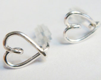 Tiny Heart Earrings, Sterling Silver Earrings, Stud Earrings, Silver Heart Earrings, Valentines Gift