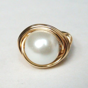 Pearl Ring, Large White Pearl, 14K Gold Filled Ring, Gold Ring, Gold Jewelry, Silver Ring, Silver Jewelry image 4