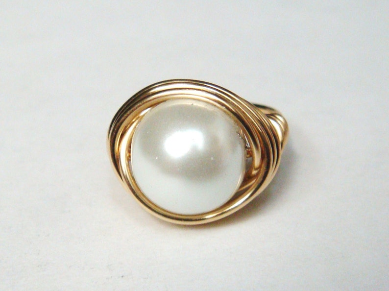 Pearl Ring, Large White Pearl, 14K Gold Filled Ring, Gold Ring, Gold Jewelry, Silver Ring, Silver Jewelry image 4