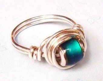 Mood Ring, Sterling Silver Ring, Sterling Silver Mood Ring, Wire Wrapped Ring