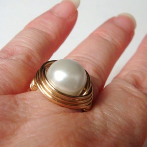 Pearl Ring, Large White Pearl, 14K Gold Filled Ring, Gold Ring, Gold Jewelry, Silver Ring, Silver Jewelry image 6