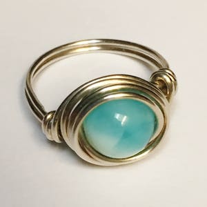 Opal Ring, Opal Jewelry, Blue Peruvian Opal, Sterling Silver Ring, Blue Opal Ring, October Birthstone