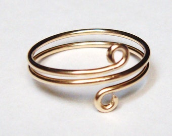 14K Solid Gold Ring, Toe Ring, Gold Wire Wrapped Ring, 14K Solid Gold Toe Ring