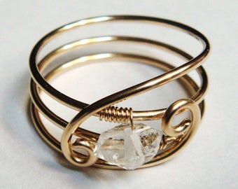 Herkimer Ring, Herkimer Gemstone, 14K Gold Filled Ring, Herkimer Jewelry, April Birthstone, April Birthday. Gold Ring, Rose Gold, Solid Gold