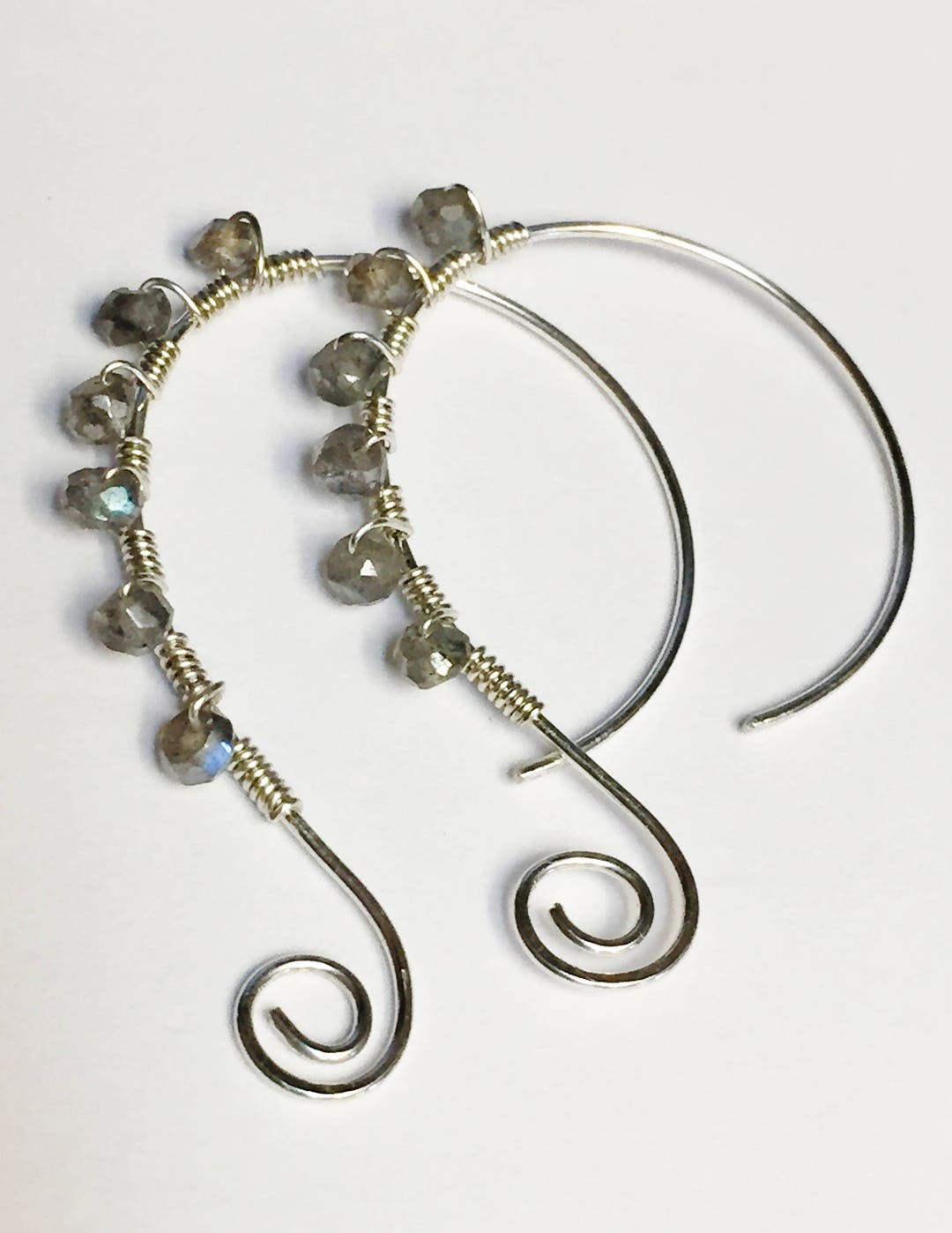 •MANY MOONS• labradorite + silver dangle earrings