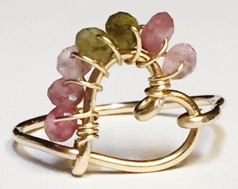 Tourmaline Ring, Watermelon Tourmaline Ring, October Birthstone, Heart Ring, Pink Tourmaline Ring, Mother’s Day Ring