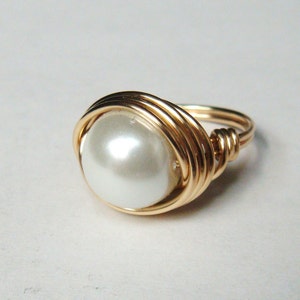 Pearl Ring, Large White Pearl, 14K Gold Filled Ring, Gold Ring, Gold Jewelry, Silver Ring, Silver Jewelry image 3