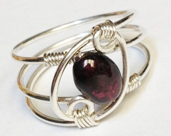 Garnet Ring, Garnet Jewelry, January Birthstone, Red Ring, Sterling Rings for Women, Silver Ring, Sterling Silver Rings, Valentines Jewelry