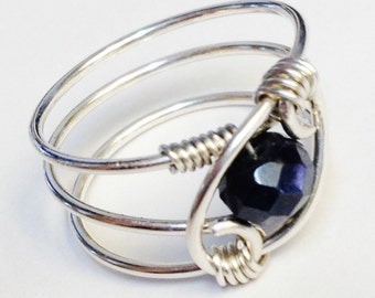 Blaue Saphir-Ring, Saphir Schmuck, blau Saphir Edelstein Ring, Saphir-Ring, Sterling Ringe für Frauen, Geschenk für Mama