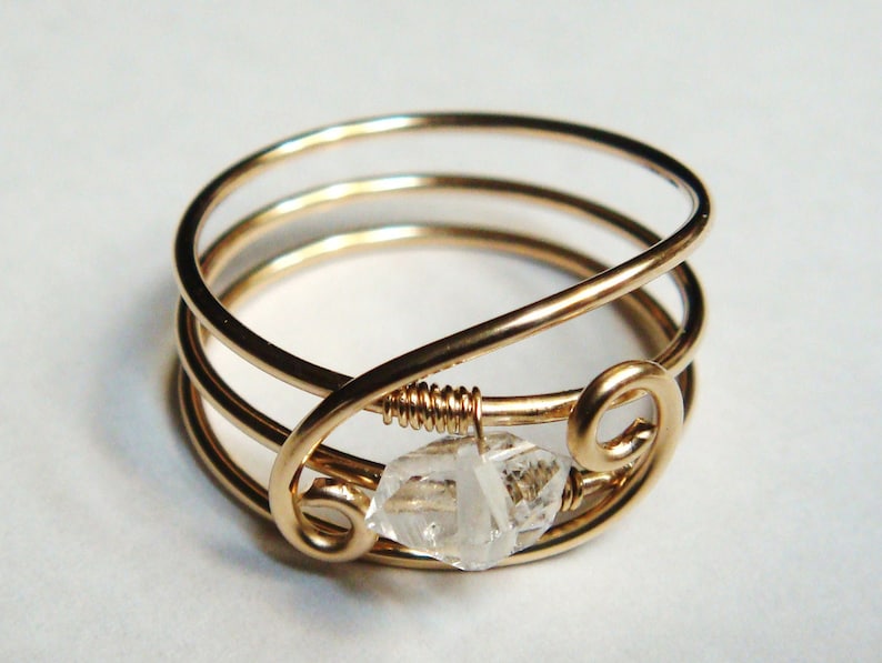 Etsy Jewelry Herkimer Diamond Ring 14K Gold Filled Ring Etsy