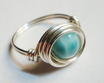 Larimar Ring,  Larimar Sterling Silver Ring, Larimar Jewelry, Silver Ring, Larimar Gemstone, Silver Larimar Ring, Gemstone Ring