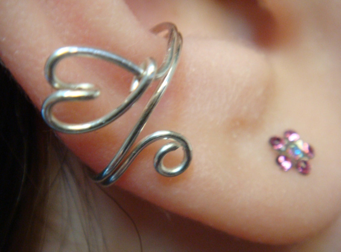 Heart Ear Cuff Sterling Silver Ear Cuff Sterling Silver Etsy