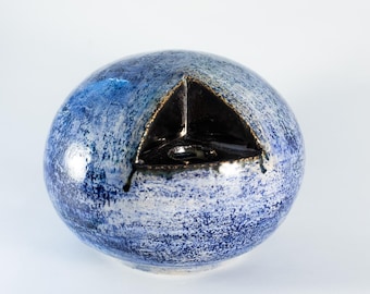 Blue Sculptural Ceramic Vase — Art Object
