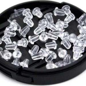 Silicone Earring Stopper, 200 Soft Silicone Rubber Earring Backs,Clutch Earring Backs, Earring Stop, Earring Findings, Earring Nuts (5x5mm)