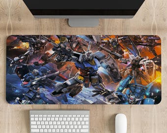 Gundam Gaming Mouse Pad: Stitched Edges, Vibrant Print