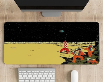 Tintin Mouse Pad: Space Adventure Desk Mat, Personalized Printing