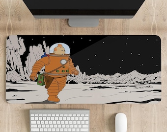 Tintin Mouse Pad: Moon Adventure, Personalized Desk Mat