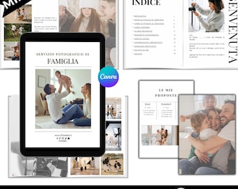 CANVA Guia fotográfico para o cliente em sessões familiares. Estilo Mínimo. Tudo pré-compilado e personalizável. Por fotografia.