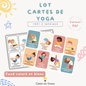 LOT - Yoga Cards - 16 Postures in French | Educational Flashcard | Printable PDF | Children 3-5 Years | A4 | Downloadable File