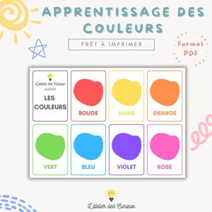 Flashcards Couleurs | PDF Imprimable Éducatif | Activité Ludique pour Enfants 3-6 Ans | Apprentissage des Couleurs