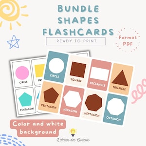 LOT - Cartes Formes - 16 Formes en Anglais | Carte Mémoire Éducative | Imprimable PDF | Enfants 3-5 Ans | A4  | Fichier Téléchargeable