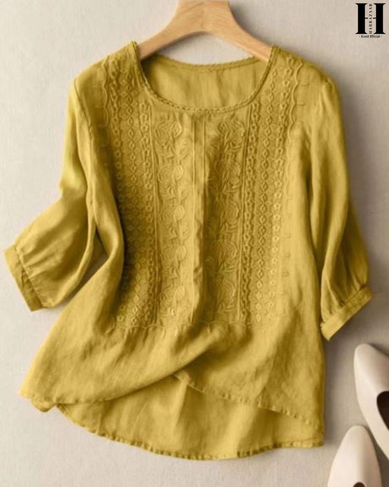 Women's Boho Tie Front Blouse - Sheer Mesh Ruffle Top With Floral Embroidery