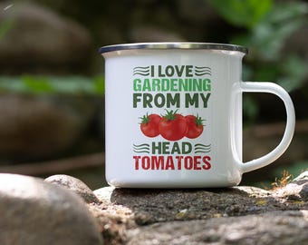 From My Head Tomatoes Gardener Mugs, Funny Gardening Mug, Tomato-Themed Coffee Cup, Unique Tomato Plant Life Mug, Unisex Tomato Gift Mugs